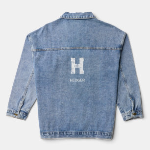MINIMALISTISCH WEIßES EIN-BUCHSTABEN-MONOGRAMM NAM JEANSJACKE