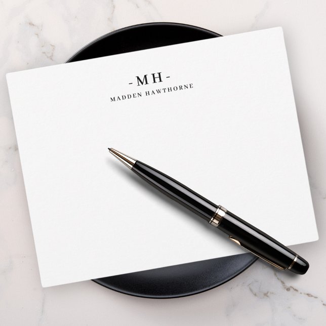 Minimalistisch-Weißes Einfaches Monogramm Mitteilungskarte (Von Creator hochgeladen)