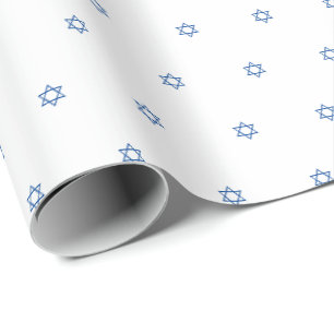Minimalistisch-weißes Magen-David-Muster Geschenkpapier