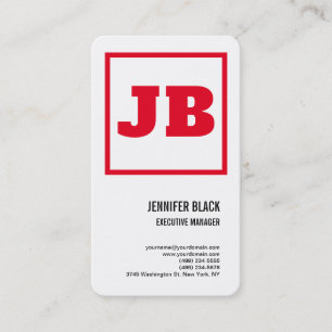 Minimalistisch Weißes Rotes Fett Monogramm Schlich Visitenkarte