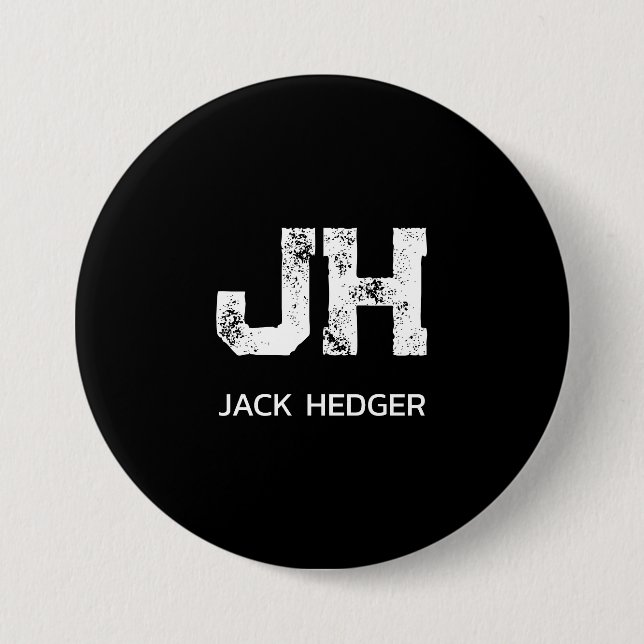 MINIMALISTISCH WEIßES ZWEI-BUCHSTABEN-MONOGRAMM NA BUTTON (Vorderseite)