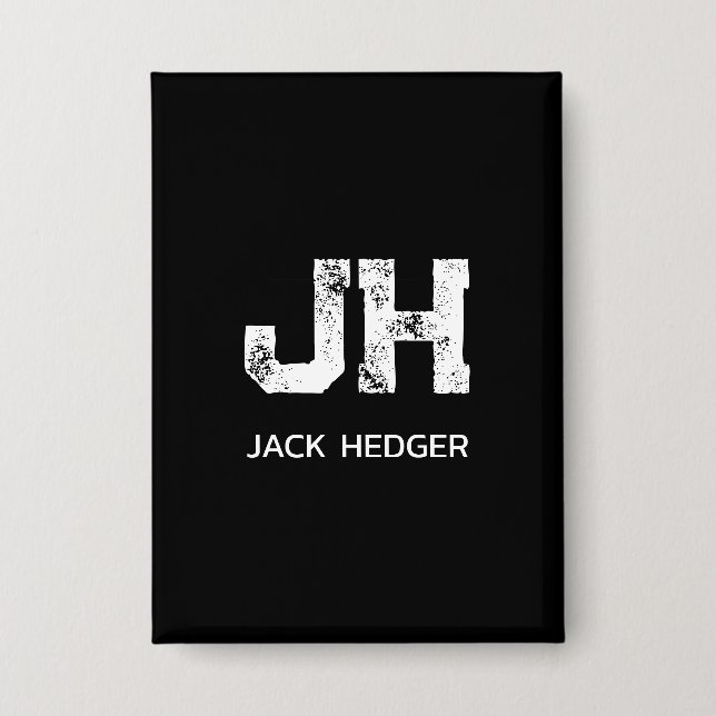 MINIMALISTISCH WEIßES ZWEI-BUCHSTABEN-MONOGRAMM NA BUTTON (Vorderseite)