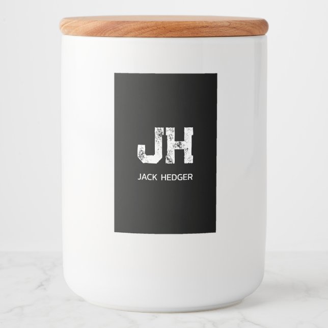 MINIMALISTISCH WEIßES ZWEI-BUCHSTABEN-MONOGRAMM NA LEBENSMITTELETIKETT (Vorderseite)
