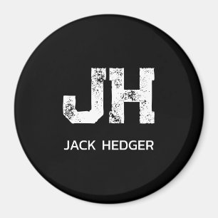 MINIMALISTISCH WEIßES ZWEI-BUCHSTABEN-MONOGRAMM-NA MAGNET