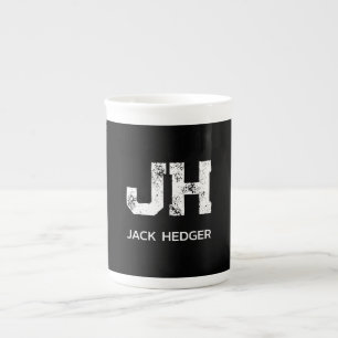 MINIMALISTISCH WEIßES ZWEI-BUCHSTABEN-MONOGRAMM NA PROZELLANTASSE