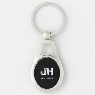 MINIMALISTISCH WEIßES ZWEI-BUCHSTABEN-MONOGRAMM-NA SCHLÜSSELANHÄNGER
