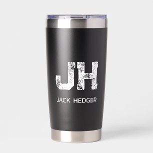 MINIMALISTISCH WEIßES ZWEI-BUCHSTABEN-MONOGRAMM NA THERMOBECHER