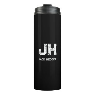 MINIMALISTISCH WEIßES ZWEI-BUCHSTABEN-MONOGRAMM NA THERMOSBECHER