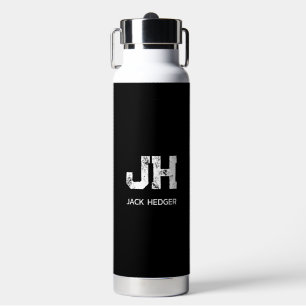MINIMALISTISCH WEIßES ZWEI-BUCHSTABEN-MONOGRAMM NA TRINKFLASCHE