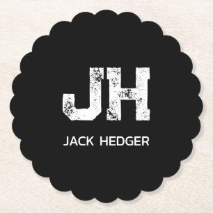 MINIMALISTISCH WEIßES ZWEI-BUCHSTABEN-MONOGRAMM NA UNTERSETZER