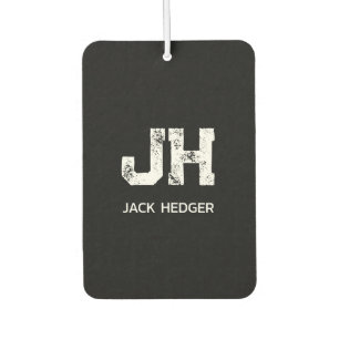 MINIMALISTISCH WEIßES ZWEIBUCHSTABEN-MONOGRAMM NAM AUTOLUFTERFRISCHER