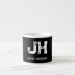 MINIMALISTISCH WEIßES ZWEIBUCHSTABIGES MONOGRAMM N ESPRESSOTASSE