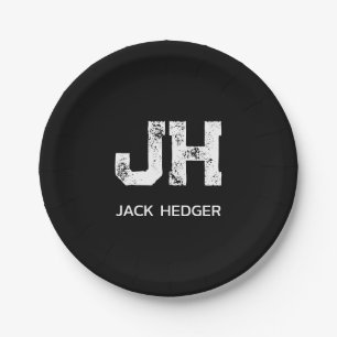 MINIMALISTISCH WEIßES ZWEIBUCHSTABIGES MONOGRAMM N PAPPTELLER