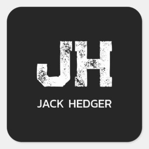 MINIMALISTISCH WEIßES ZWEIBUCHSTABIGES MONOGRAMM N QUADRATISCHER AUFKLEBER