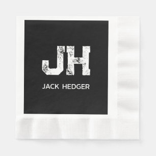 MINIMALISTISCH WEIßES ZWEIBUCHSTABIGES MONOGRAMM N SERVIETTE
