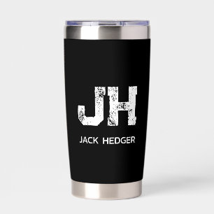 MINIMALISTISCH WEIßES ZWEIBUCHSTABIGES MONOGRAMM N THERMOBECHER