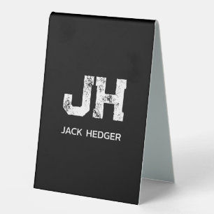 MINIMALISTISCH WEIßES ZWEIBUCHSTABIGES MONOGRAMM N TISCHAUFSTELLER 