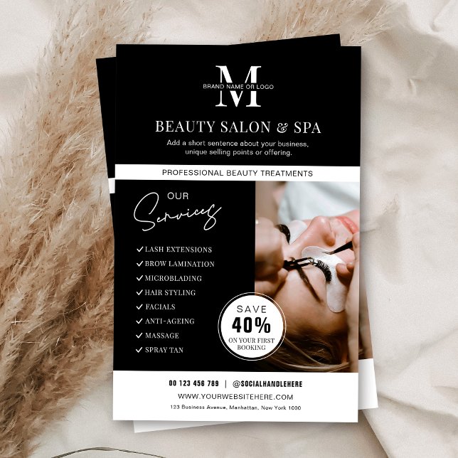 Minimalistisch Wellness-Center Salon Services Busi Flyer (Minimalist modern promotional flyer for business)