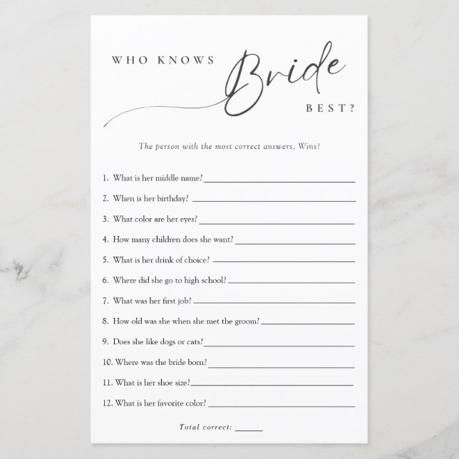 Minimalistisch wer das Bride Best Duwer Game kennt (Vorderseite)