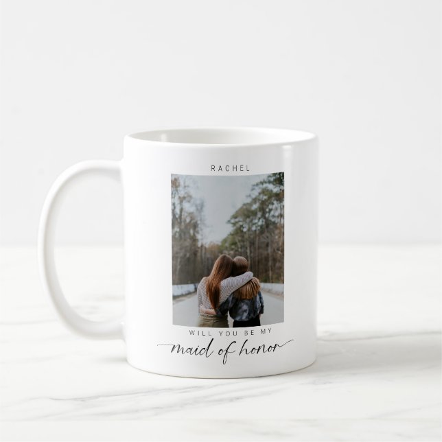 Minimalistisch Werden Sie meine Trauzeugin Foto Ch Kaffeetasse (Links)