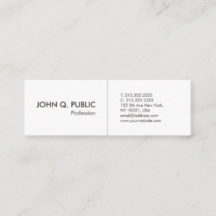 Minimalistisch White Beruflich Simple Elegante Mini Visitenkarte