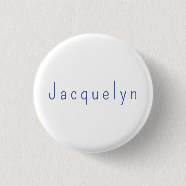 Minimalistisch White Blue Schlicht Elegante Modern Button (Vorderseite)