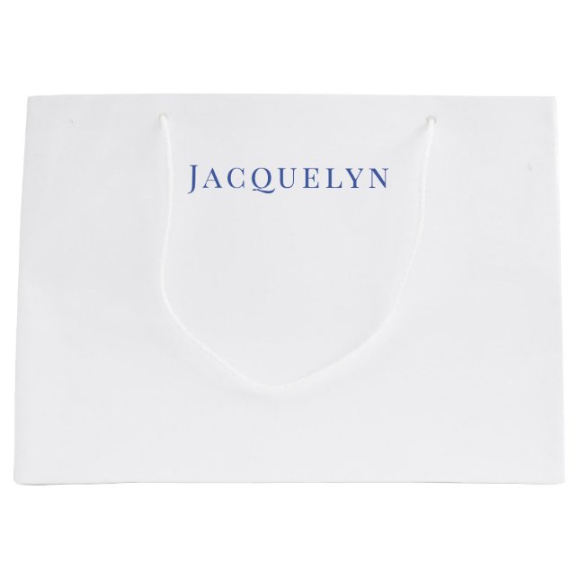 Minimalistisch White Blue Schlicht Elegante Modern Große Geschenktüte (Vorderseite)
