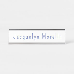 Minimalistisch White Blue Schlicht Elegante Modern Schreibtischnamensplakette