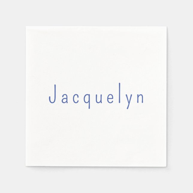 Minimalistisch White Blue Schlicht Elegante Modern Serviette (Vorderseite)