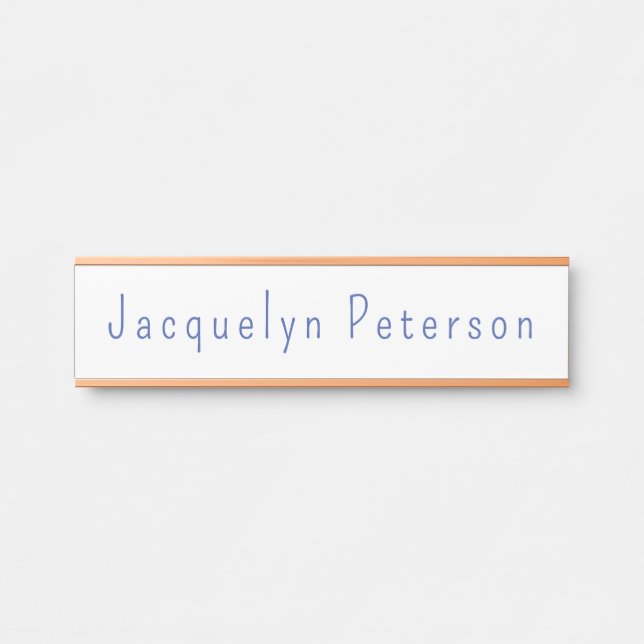 Minimalistisch White Blue Schlicht Elegante Modern Türschild (Vorderseite )