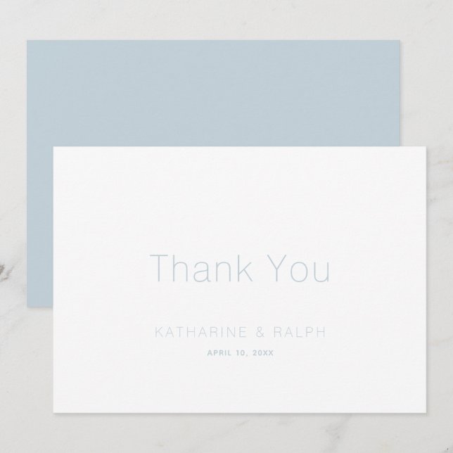 Minimalistisch White Dusty Blue Wedding Vielen Dan Dankeskarte (Vorne/Hinten)