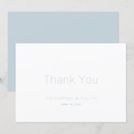 Minimalistisch White Dusty Blue Wedding Vielen Dan Dankeskarte
