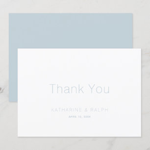 Minimalistisch White Dusty Blue Wedding Vielen Dan Dankeskarte