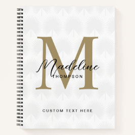 Minimalistisch White Gold Anahaw Leaf Script Monog Notizbuch
