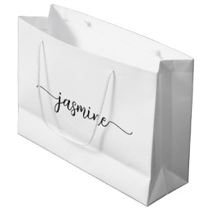 Minimalistisch-White-Monogram-Girly-Kalligraphie-S Große Geschenktüte