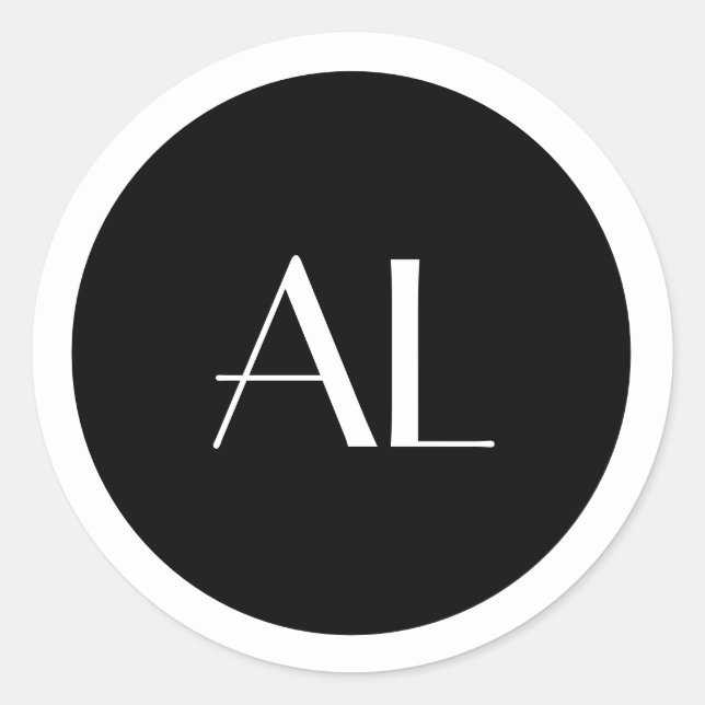 Minimalistisch-White Monogram Simple Modern Runder Aufkleber (Vorderseite)