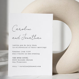 Minimalistisch White-Schreibmaschine-Script-Schrif Einladung