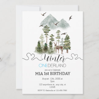 Minimalistisch Winter Wonderland Boy 1. Geburtstag Einladung