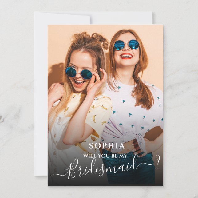 Minimalistisch Wirst du meine Bridesmaid-Fotokarte Einladung (Vorderseite)