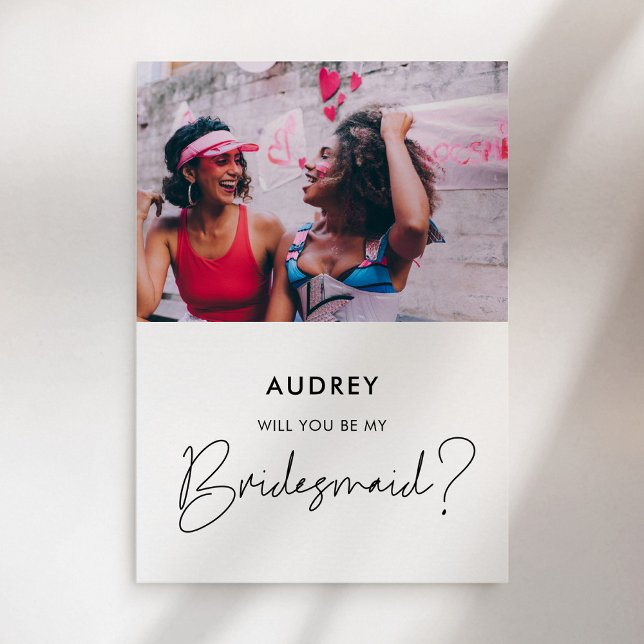 Minimalistisch Wirst du meine Bridesmaid-Fotokarte Einladung (Von Creator hochgeladen)