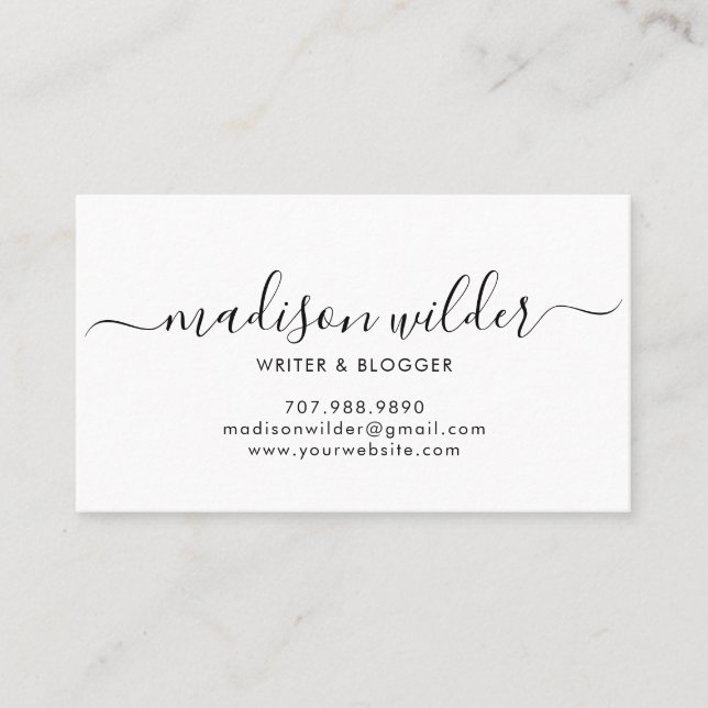 Minimalistisch Writer Blogger Business Cards Visitenkarte (Vorderseite)