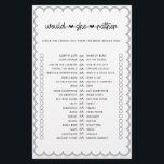 Minimalistisch, würde sie lieber Brautparty-Game-F Flyer<br><div class="desc">Diese niedliche Minimalistin, die sich mit unserer Scalloped Border Collection abstimmen sollte, bietet ein klassisches Design mit einer einzigartigen Drehung - die geschliffene Grenze ist eine Art von Brautparty und wird diesem Spiel sicherlich ein wenig Retro-Gefühl verleihen. Wenn Sie gewollt haben, Ihren Gast mit diesem einzigartigen Design vertraut zu machen,...</div>