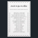 Minimalistisch, würde sie lieber Brautparty-Game-F Flyer<br><div class="desc">Diese niedliche Minimalistin, die sich mit unserer Scalloped Border Collection abstimmen sollte, bietet ein klassisches Design mit einer einzigartigen Drehung - die geschliffene Grenze ist eine Art von Brautparty und wird diesem Spiel sicherlich ein wenig Retro-Gefühl verleihen. Wenn Sie gewollt haben, Ihren Gast mit diesem einzigartigen Design vertraut zu machen,...</div>