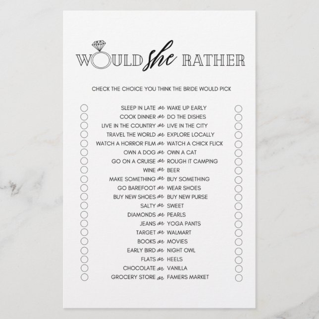 Minimalistisch würde sie lieber Brautparty spielen Flyer (Vorne)
