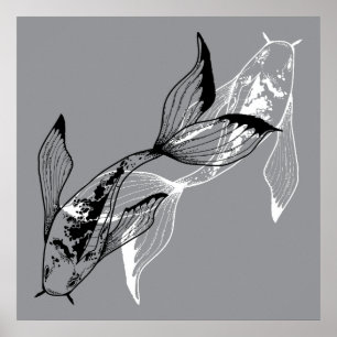 Minimalistisch Yin Yang Koi Fish Poster