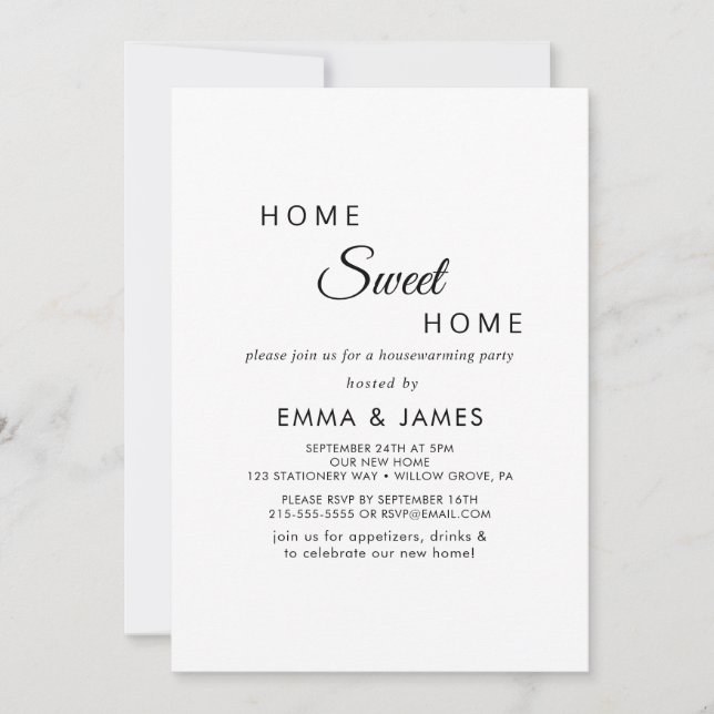 Minimalistisch Zuhause Sweet Zuhause Housewärming  Einladung (Vorderseite)
