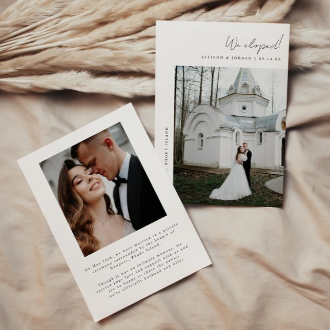 Minimalistische 2-Foto-Script-Elopement Ankündigung (Von Creator hochgeladen)
