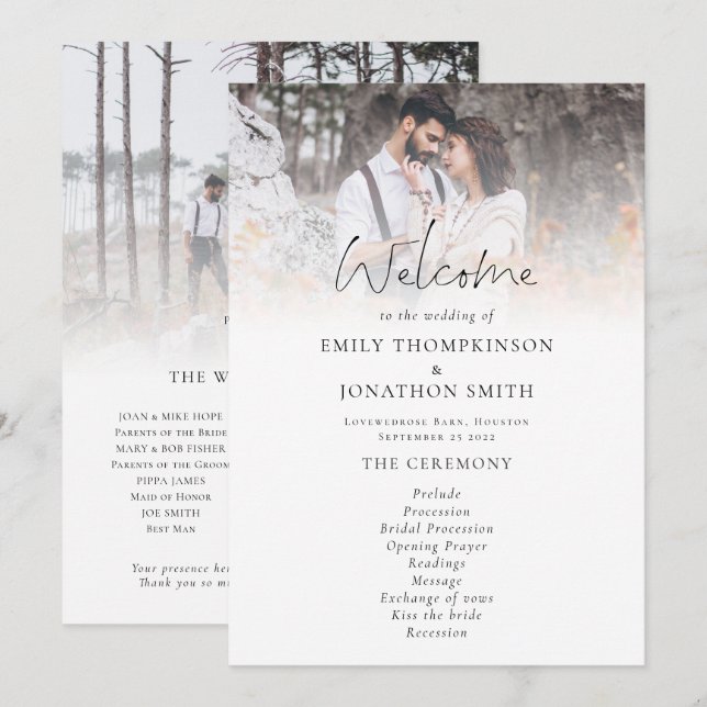 Minimalistische 2 Fotos Overlay Script-Hochzeitspr Karte (Vorne/Hinten)