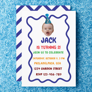 Minimalistische 2. Geburtstagseinladung, Gesicht Einladung