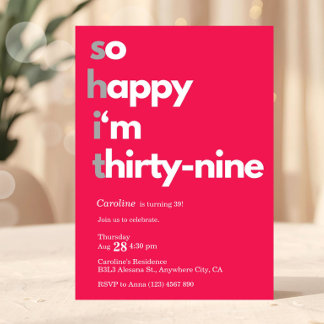 Minimalistische 39. Geburtstagseinladung Modern 39 Einladung